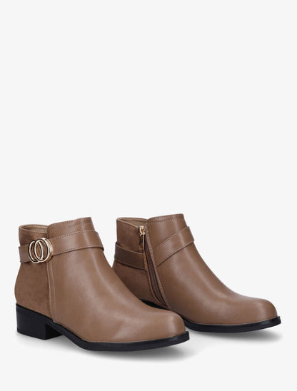 Bottines bi-matière et sanglées - Taupe - 4