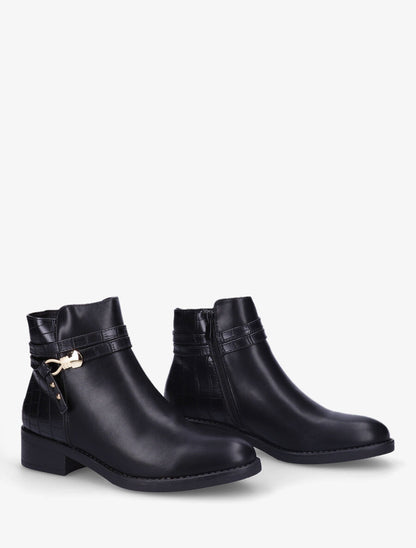 Bottines plates croco à boucle fantaisie - Noir - 4