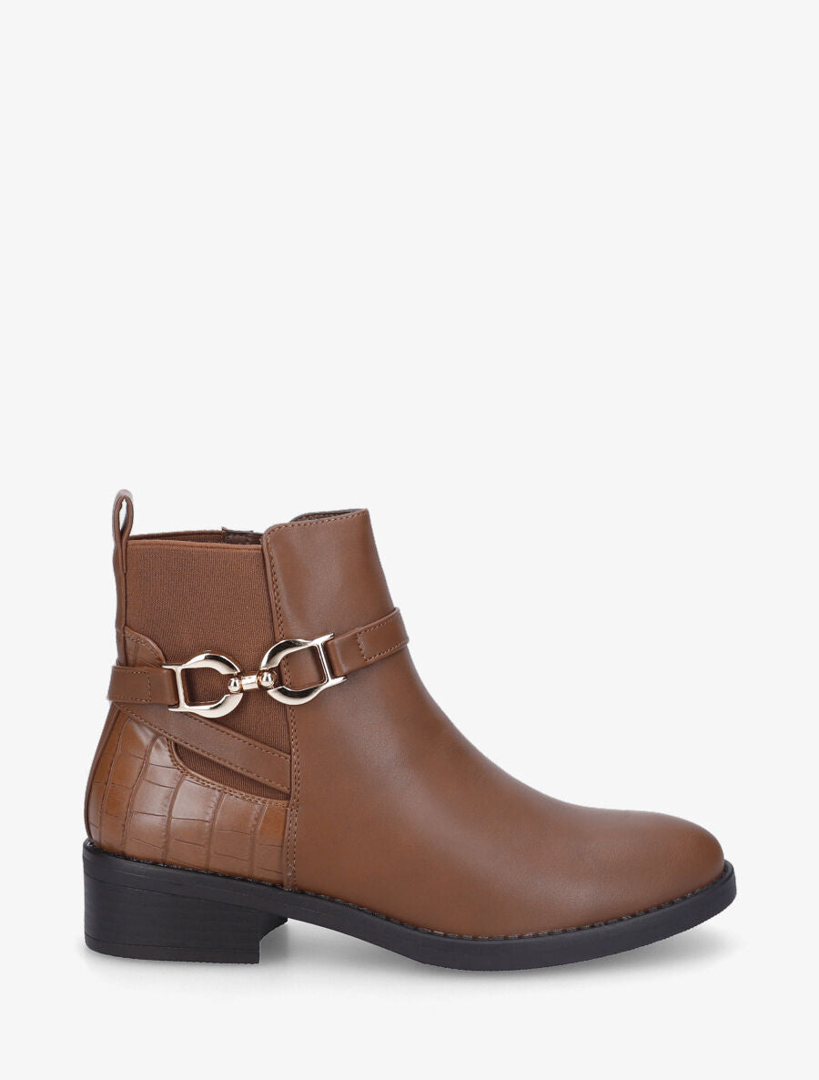 Bottines élastiquées à boucle - Camel - 5