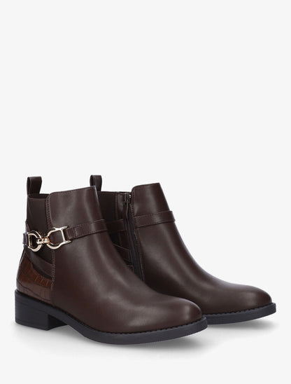 Bottines élastiquées à boucle - Marron - 4
