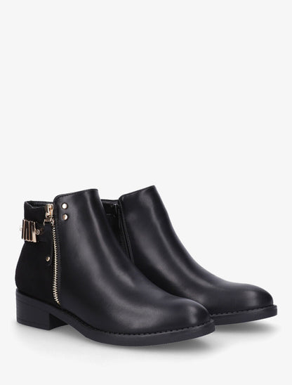 Bottines plates bi-matière à zip - Noir - 4