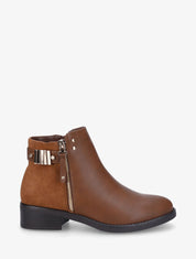 Bottines plates bi-matière à zip - Camel - 1