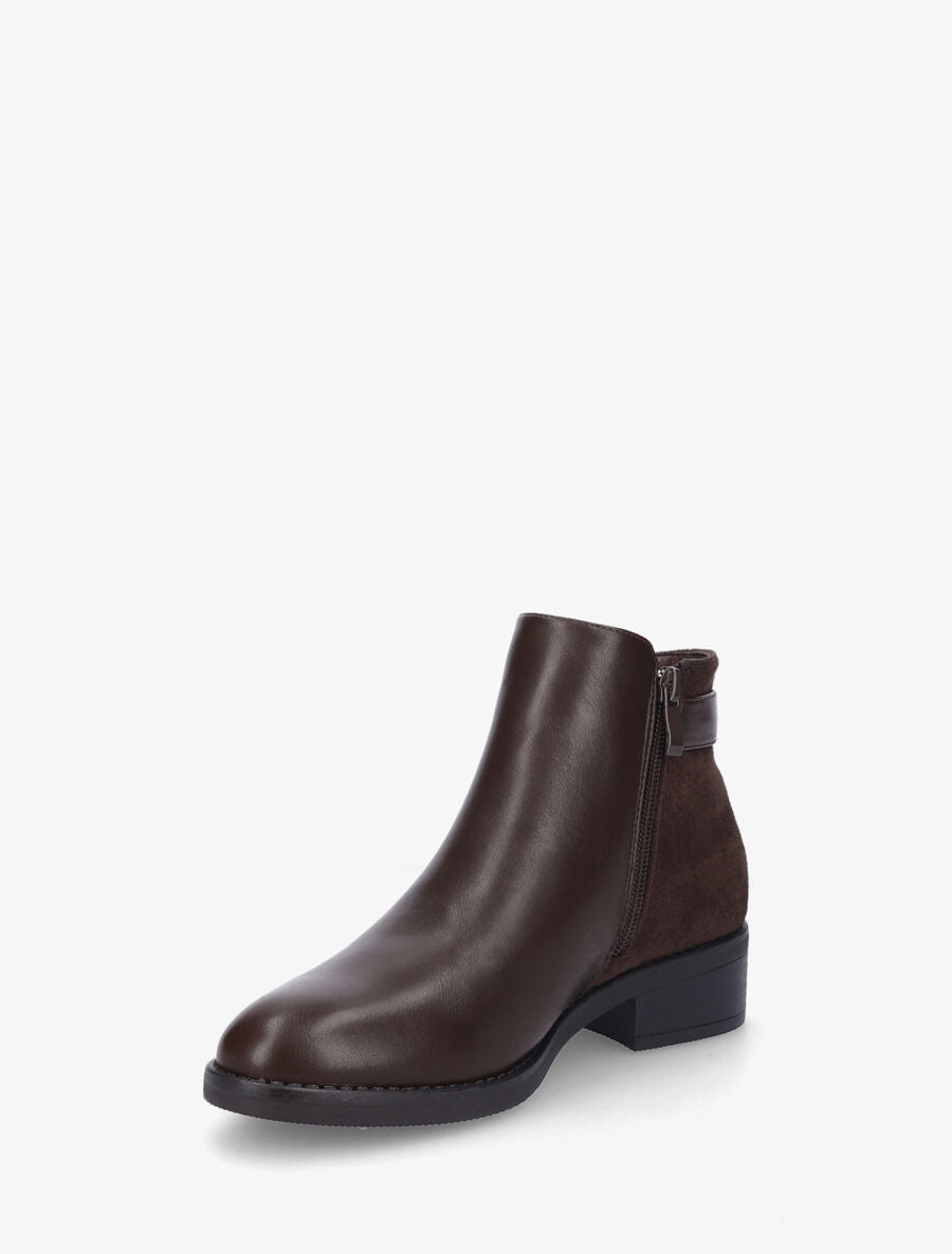 Bottines plates bi-matière à zip - Marron - 3