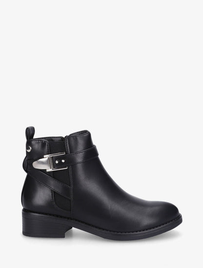 Bottines plates à boucle en simili - Noir - 5