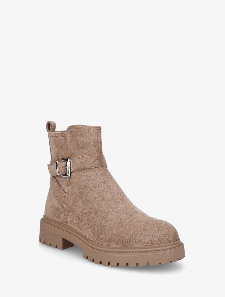 Boots plates en suédine - Camel - 2