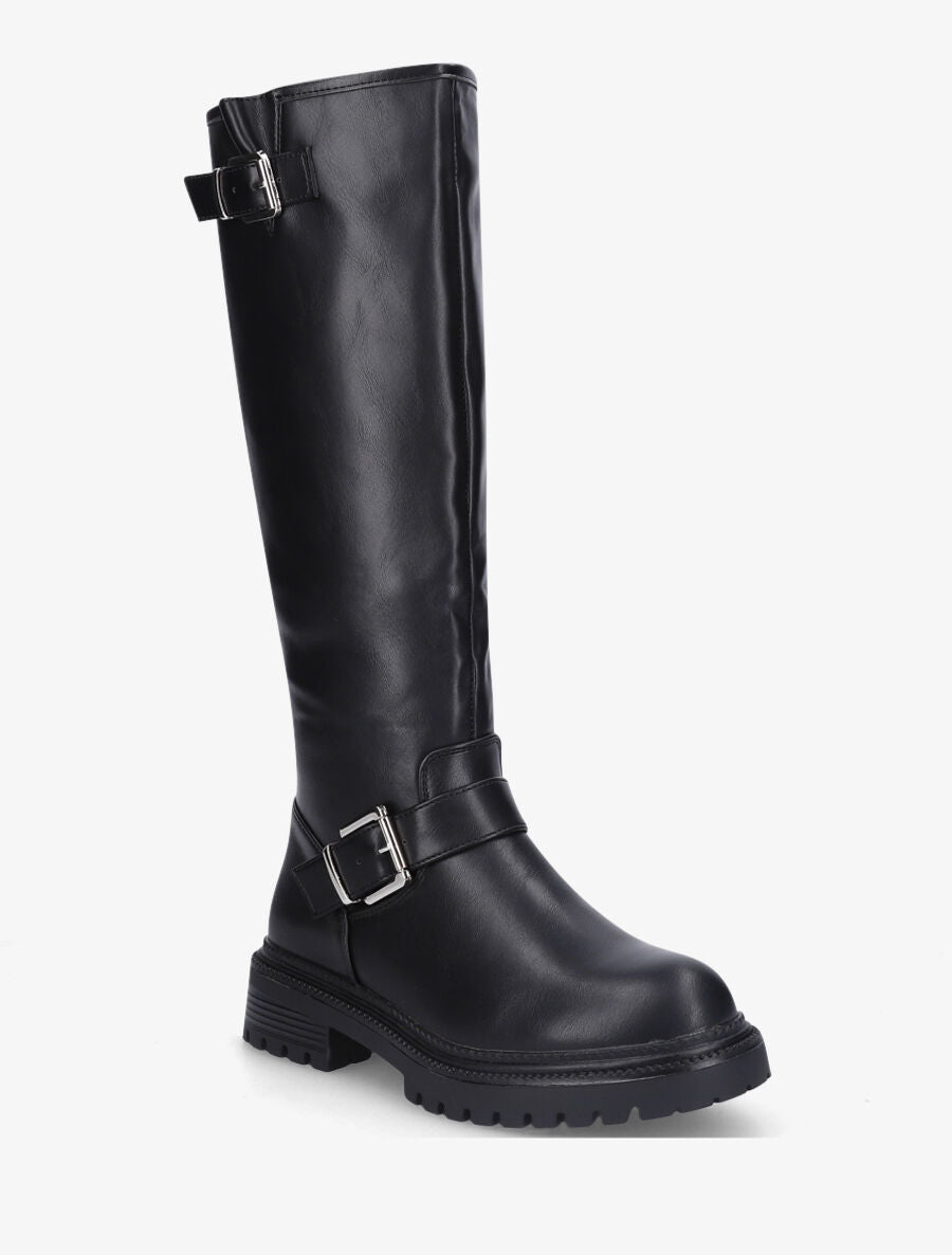 Bottes en simili à semelle crantée - Noir - 2