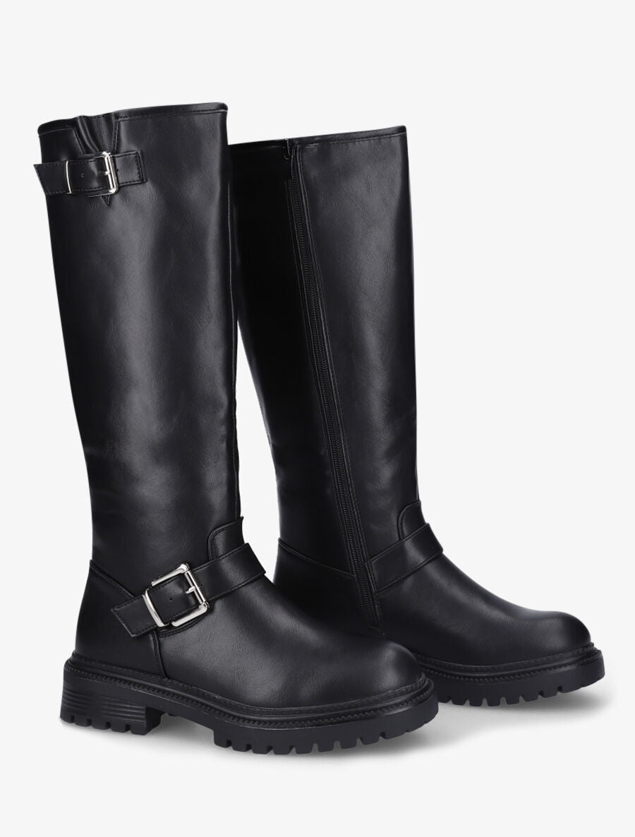 Bottes en simili à semelle crantée - Noir - 4