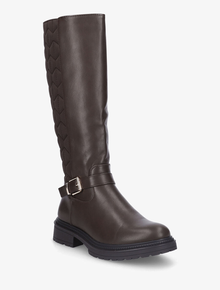 Bottes bi-matière matelassées à boucle - Marron - 2
