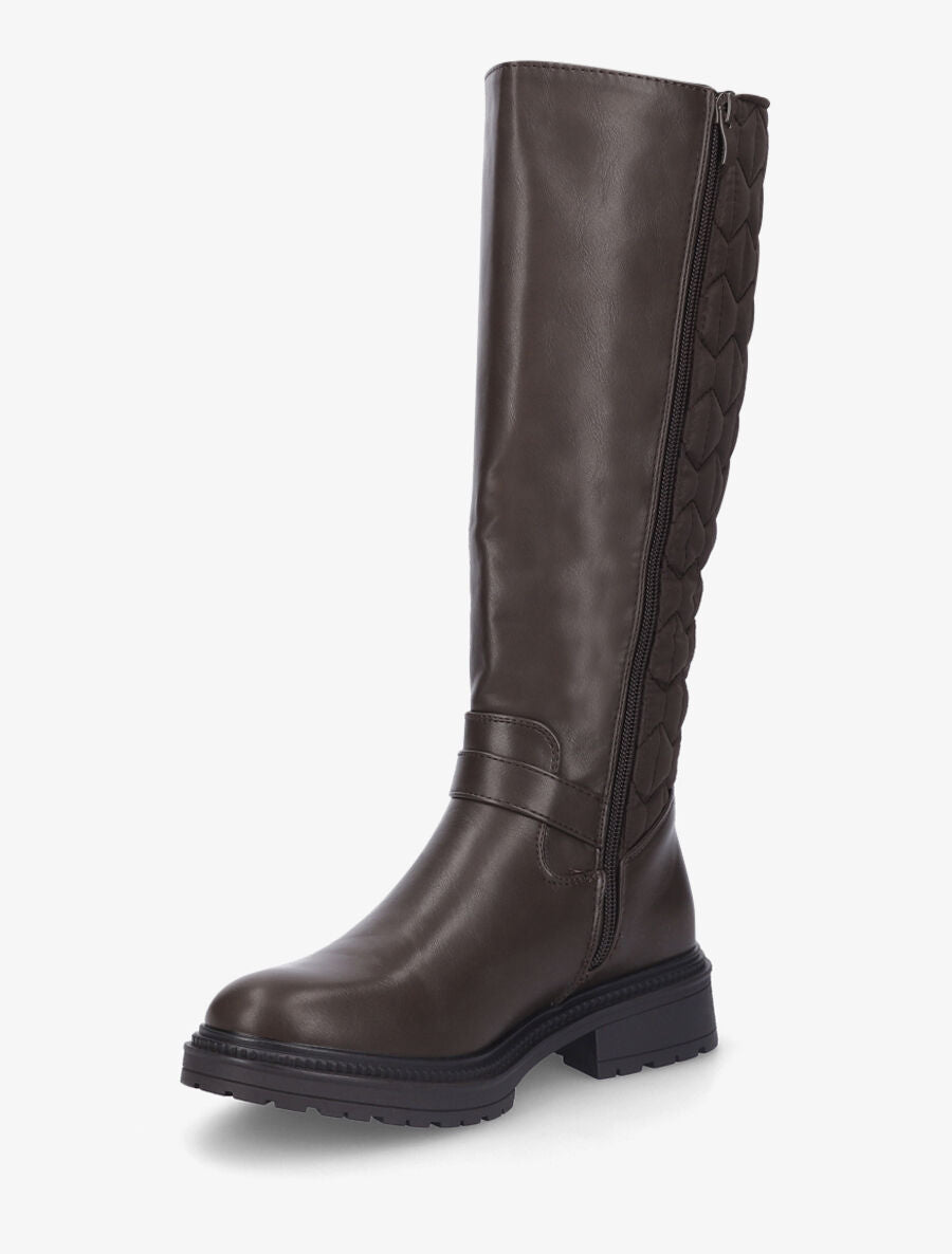 Bottes bi-matière matelassées à boucle - Marron - 3