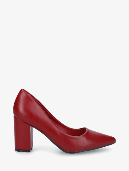 Escarpins pointus talon carré - Rouge - 1