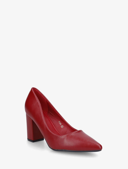 Escarpins pointus talon carré - Rouge - 2
