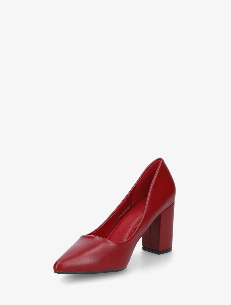 Escarpins pointus talon carré - Rouge - 3