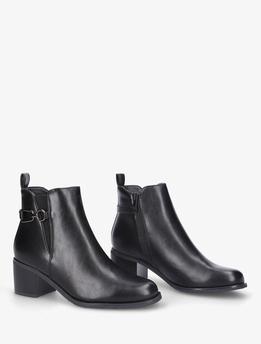 Bottines en simili à boucle fantaisie - Noir - 4
