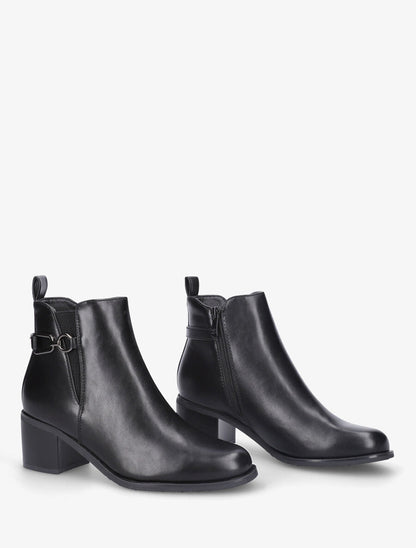 Bottines en simili à boucle fantaisie - Noir - 4