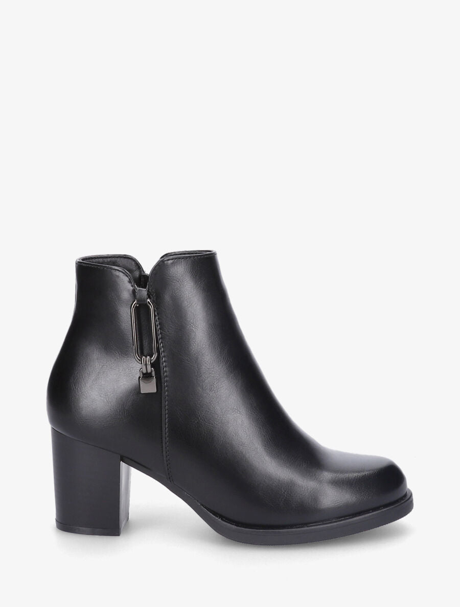 Bottines à talon et bijou - Noir - 1