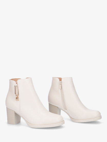 Bottines à talon et bijou - Beige - 4