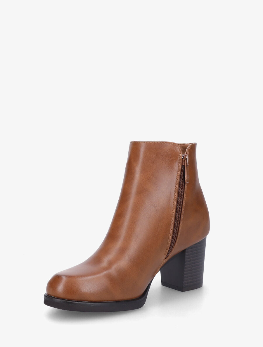 Bottines à talon et bijou - Camel - 3