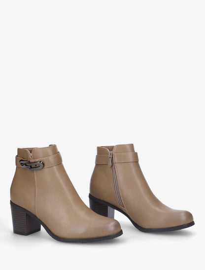 Bottines en simili à boucle - Taupe - 4