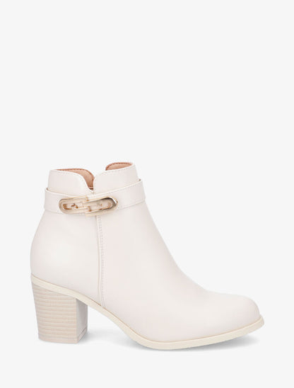Bottines en simili à boucle - Beige - 5