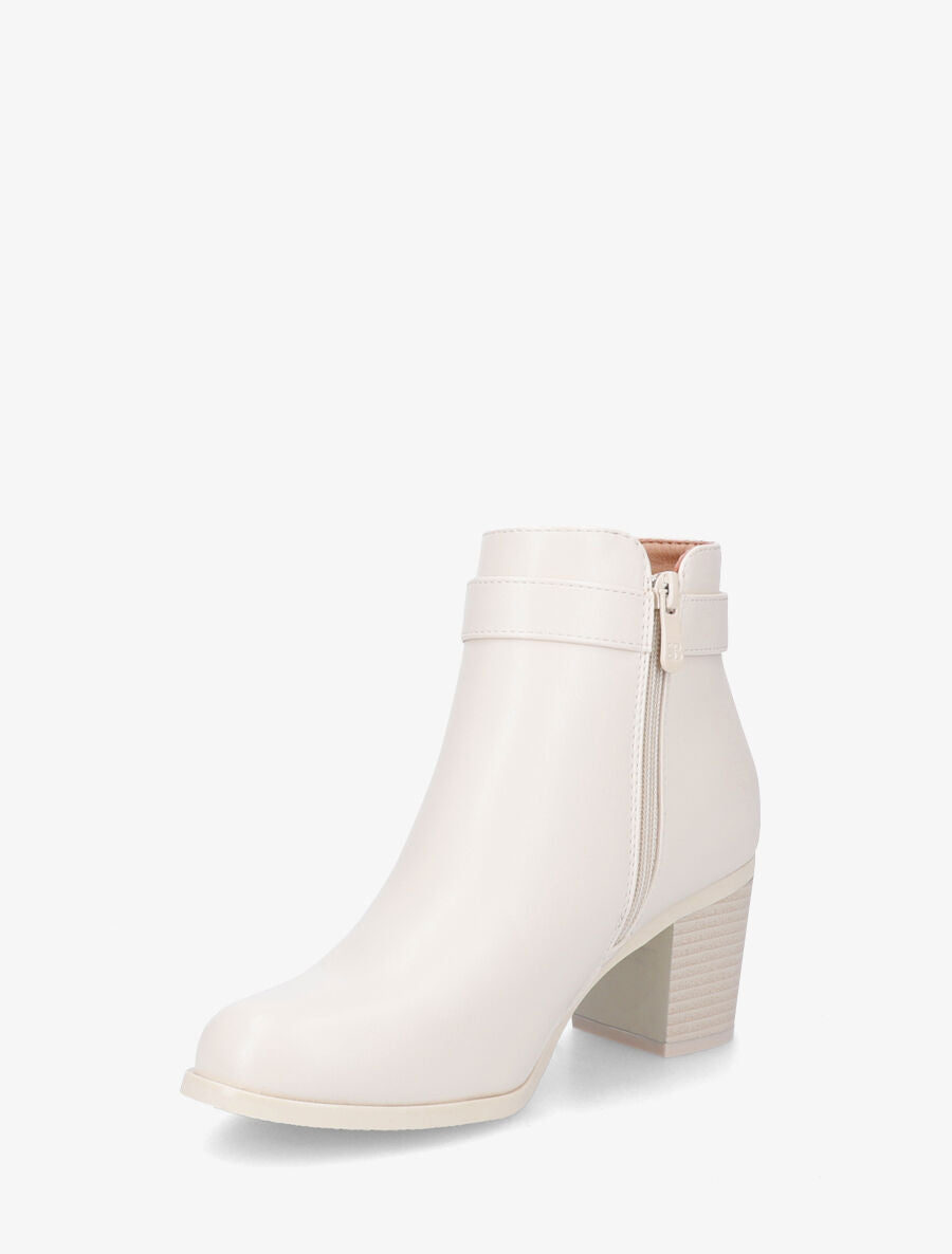Bottines en simili à boucle - Beige - 3