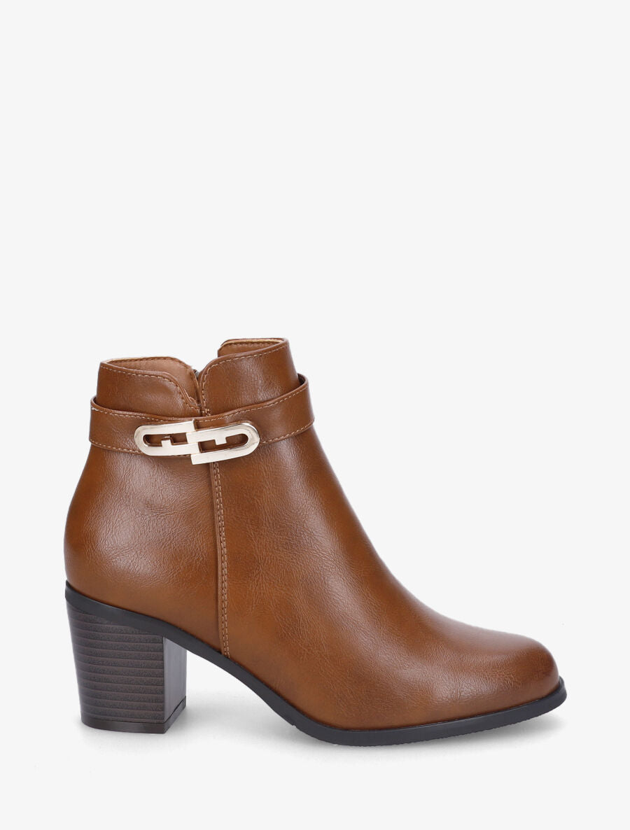 Bottines en simili à boucle - Camel - 1
