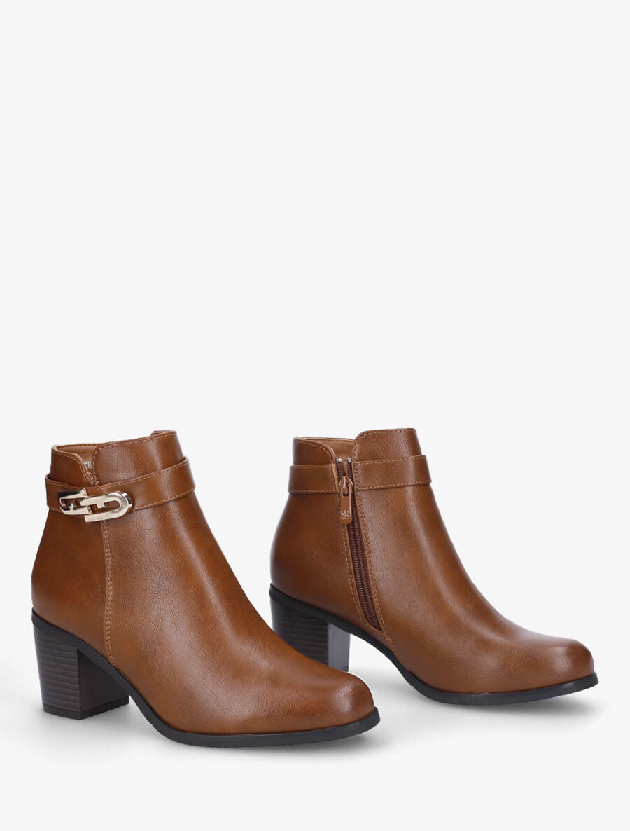Bottines en simili à boucle - Camel - 4