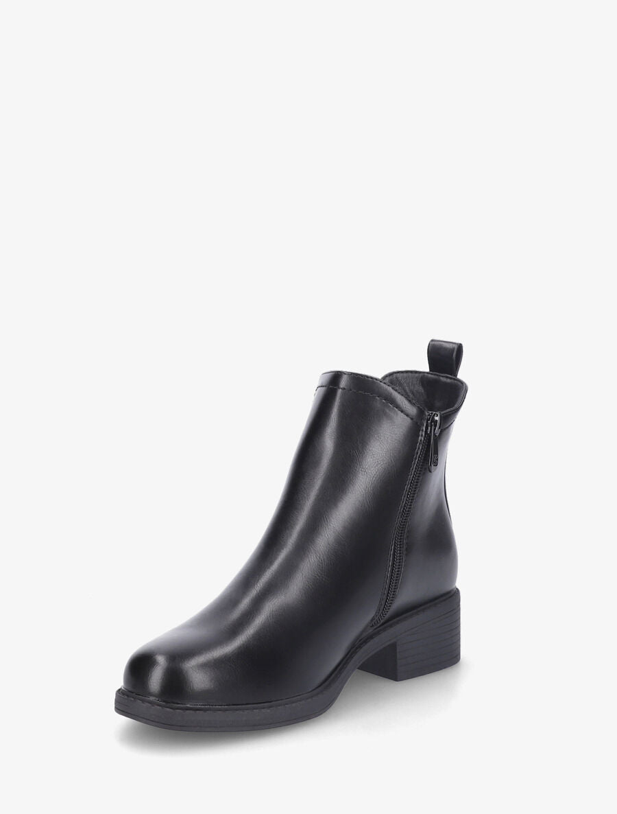 Bottines plates en simili effet patiné - Noir - 3