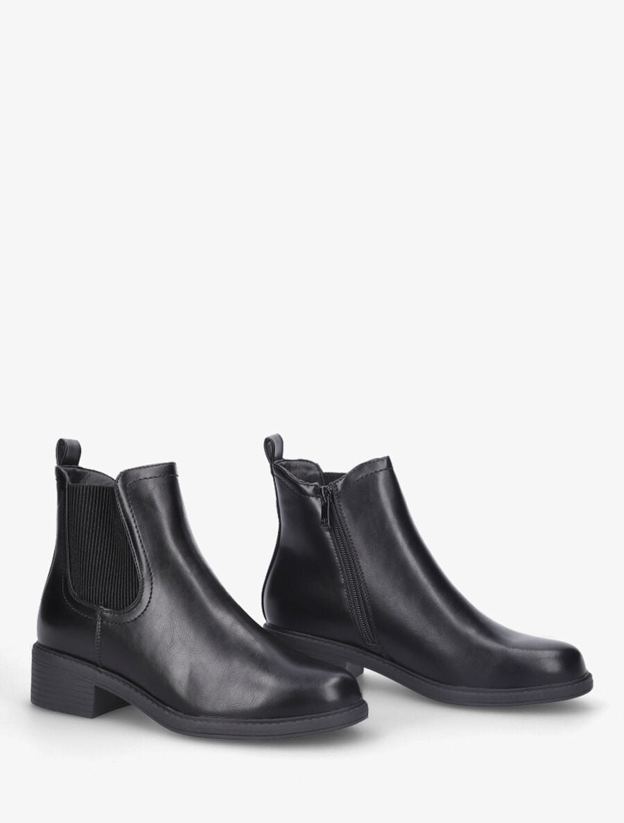 Bottines plates en simili effet patiné - Noir - 4