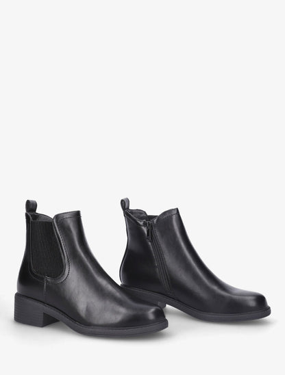 Bottines plates en simili effet patiné - Noir - 4