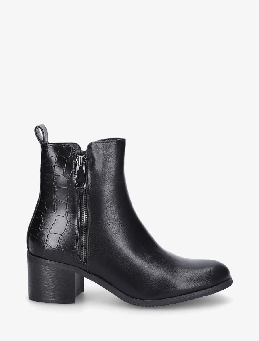 Bottines à contrefort croco - Noir - 1