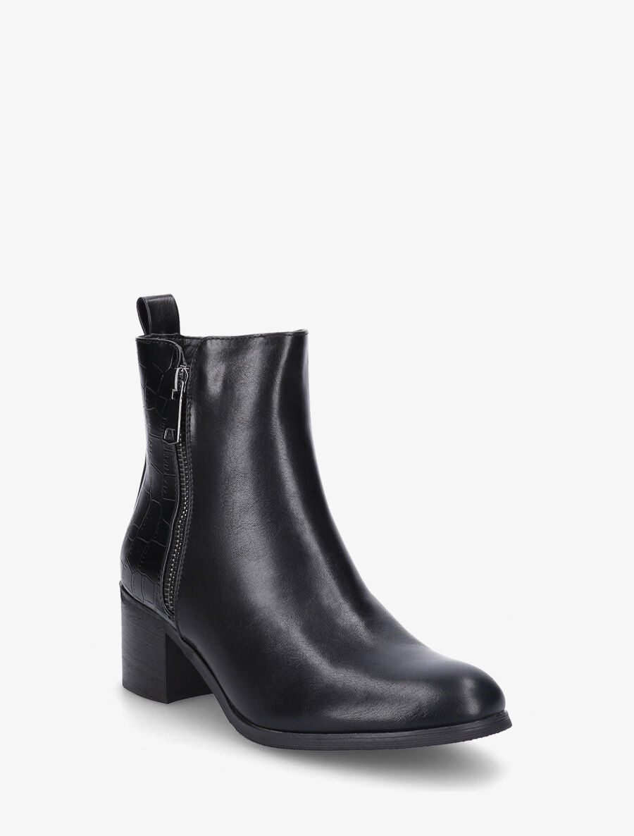 Bottines à contrefort croco - Noir - 2