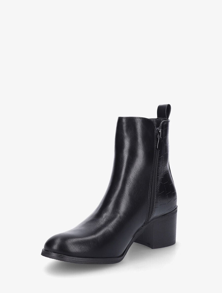 Bottines à contrefort croco - Noir - 3