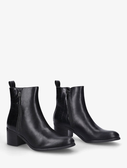 Bottines à contrefort croco - Noir - 4