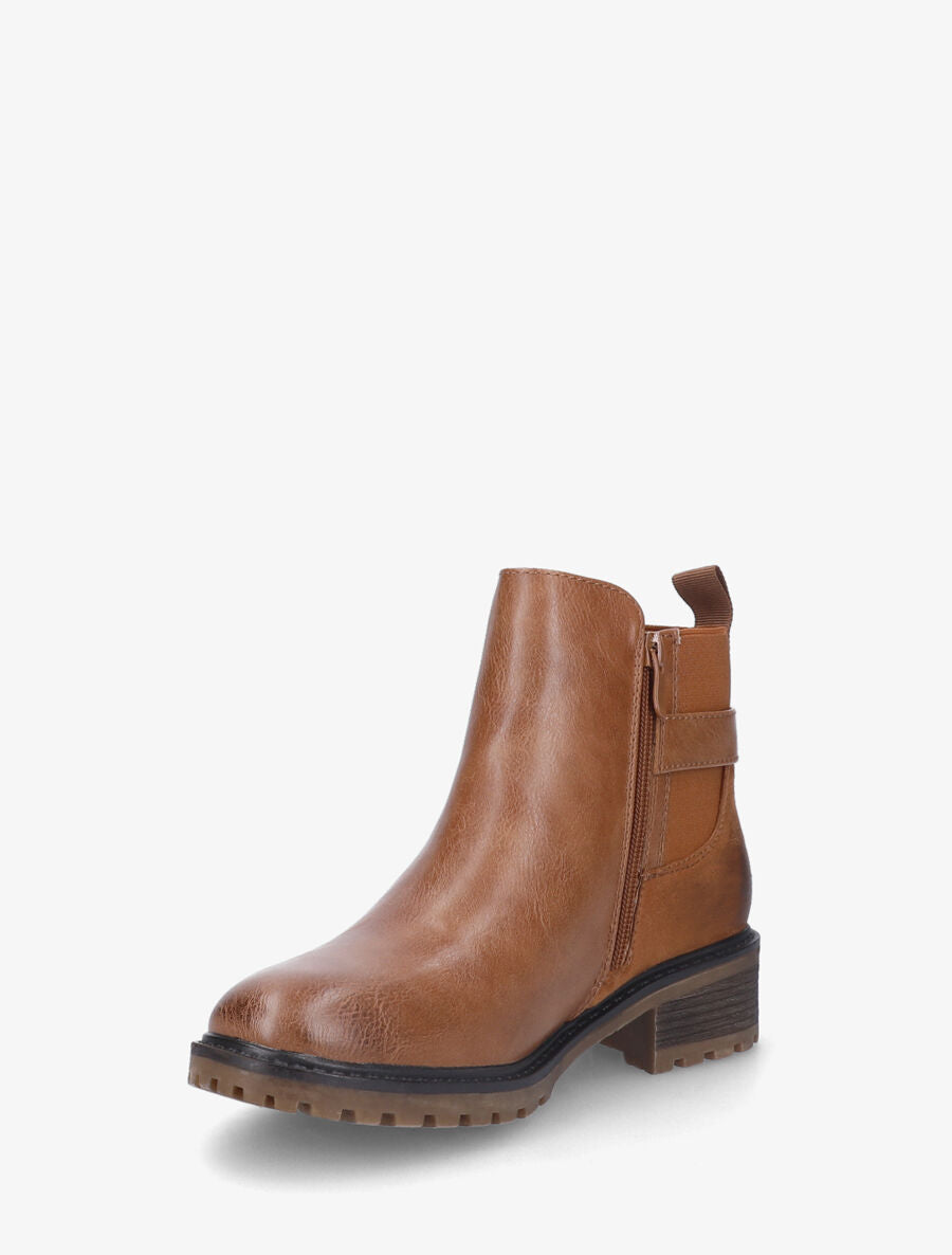 Bottines bi-matière à boucle - Camel - 3
