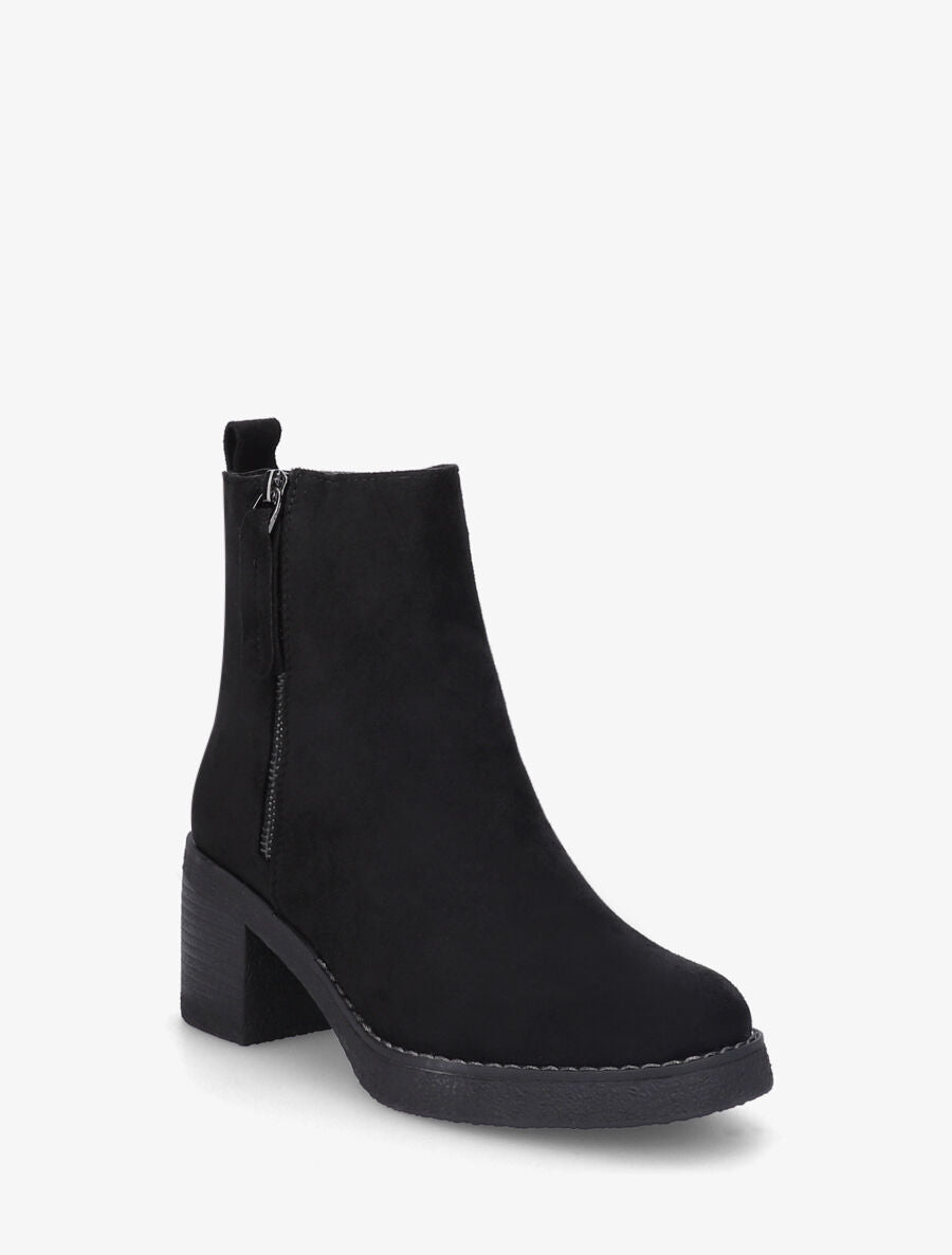 Bottines en suédine mi-haute à zip - Noir - 2