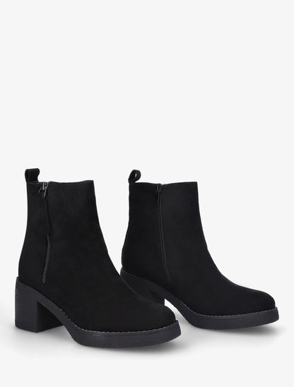 Bottines en suédine mi-haute à zip - Noir - 4