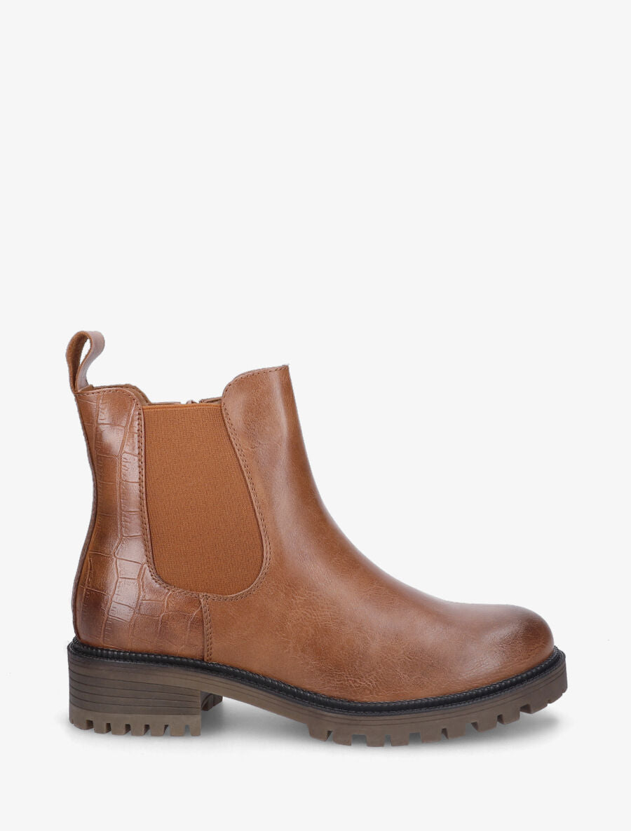 Boots élastiquées bi-matière - Camel - 1