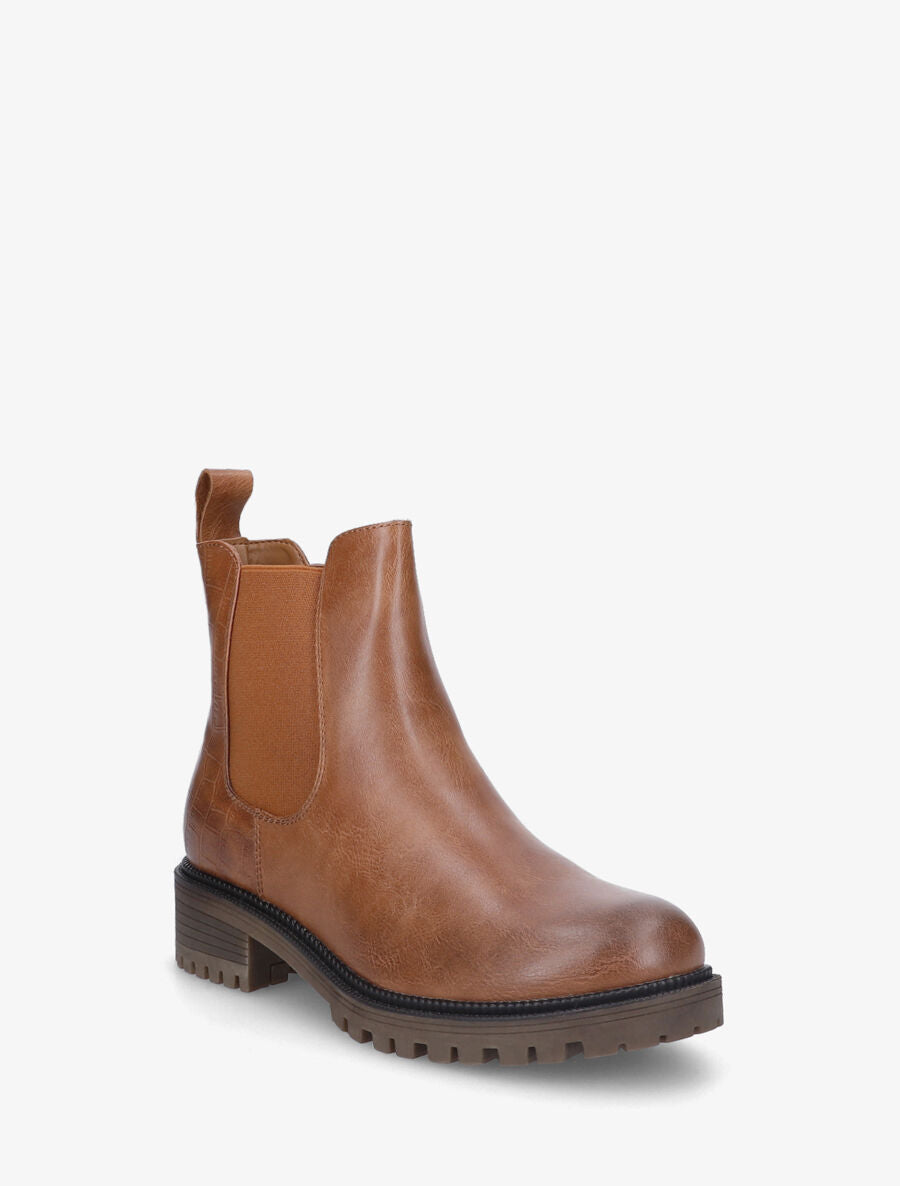 Boots élastiquées bi-matière - Camel - 2