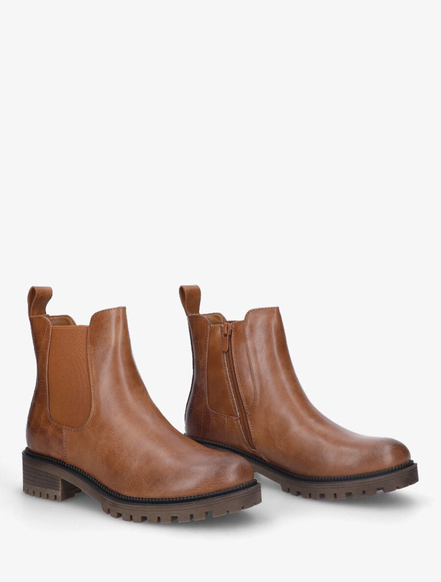 Boots élastiquées bi-matière - Camel - 4