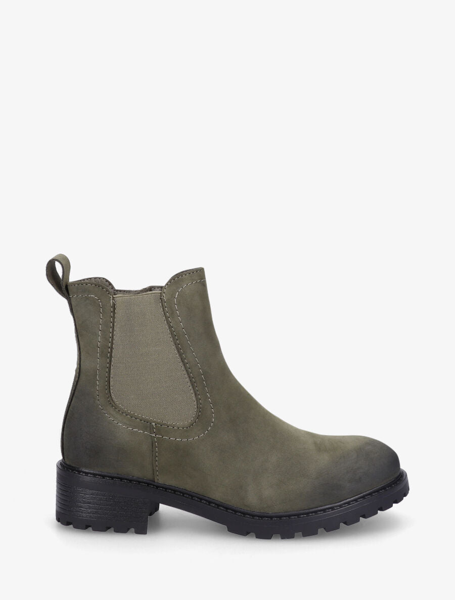 Bottines en suédine à semelle crantée - Kaki - 1