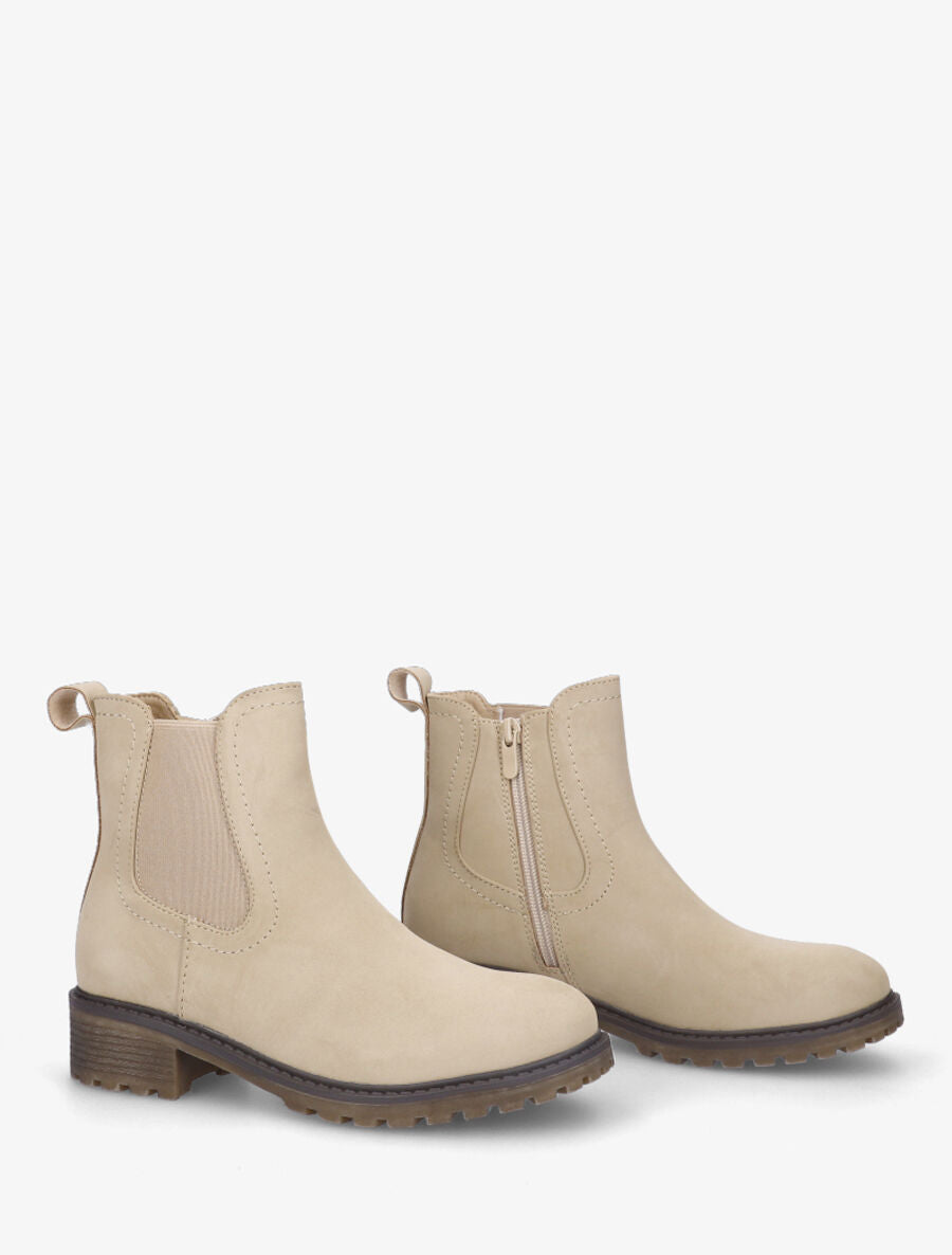 Bottines en suédine à semelle crantée - Taupe - 4