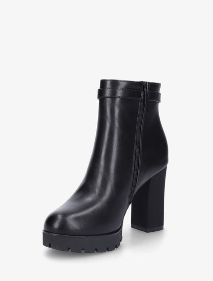 Bottines en simili à talon haut et boucle - Noir - 3