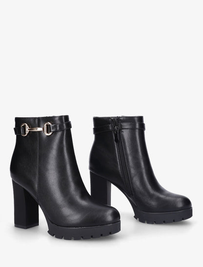 Bottines en simili à talon haut et boucle - Noir - 4