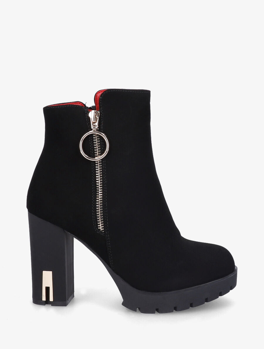 Bottines à talon haut et zip - Noir - 1