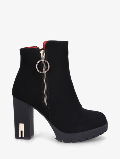 Bottines à talon haut et zip - Noir - 1