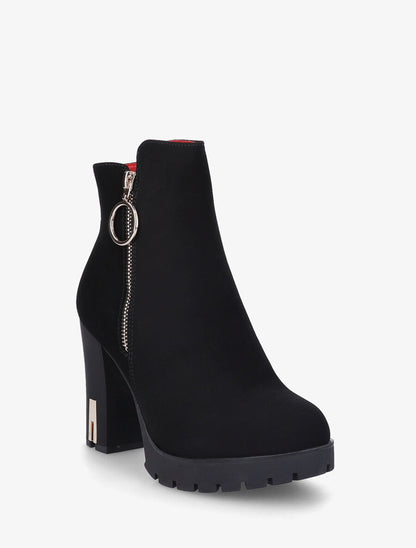 Bottines à talon haut et zip - Noir - 2