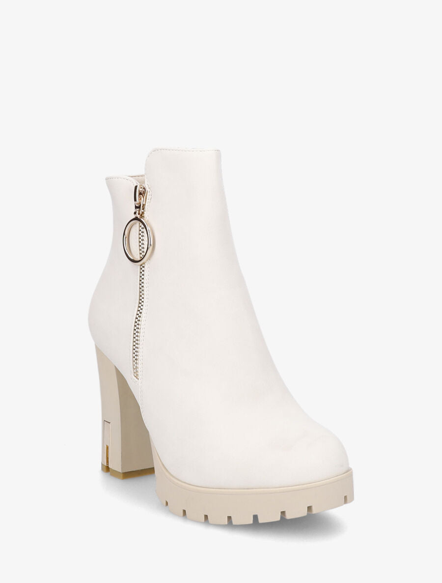 Bottines à talon haut et zip - Beige - 2