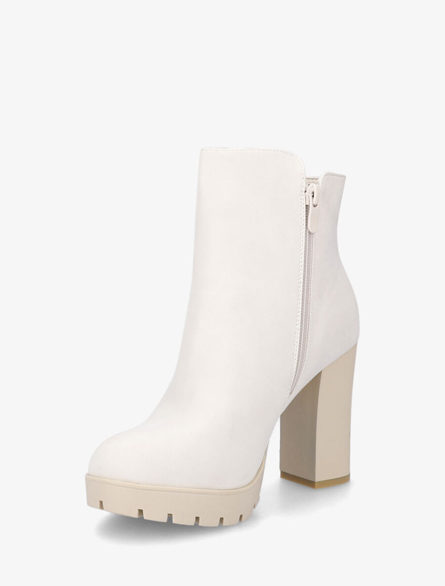 Bottines à talon haut et zip - Beige - 3