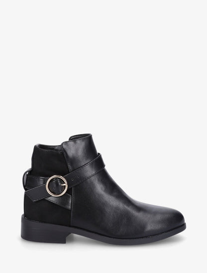 Bottines en simili à boucle ronde - Noir - 5