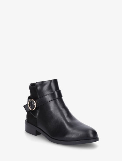 Bottines en simili à boucle ronde - Noir - 2
